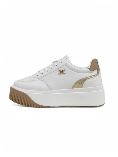 Arianna Bianco Damen Plateau-Sneakers aus Öko-Leder, 5 cm