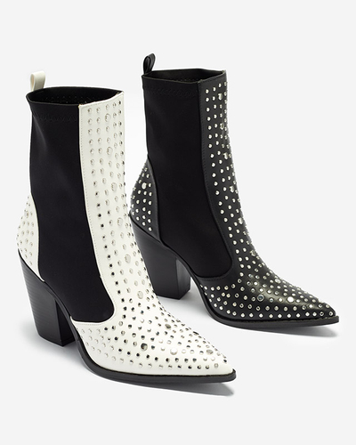 Weiße Cowboystiefel auf höherem Pfosten mit Ricci-Jets - Footwear