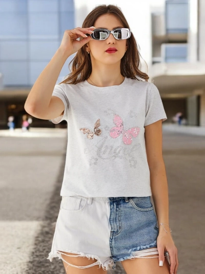 Royalfashion Baumwoll Damen T-Shirt Schmetterling