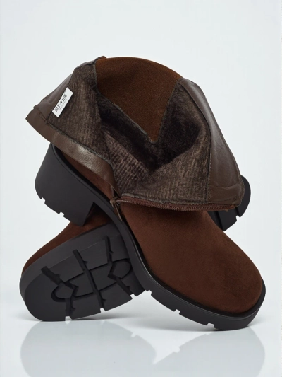 Damen Stiefeletten Solenya aus Wildlederimitat mit Blockabsatz