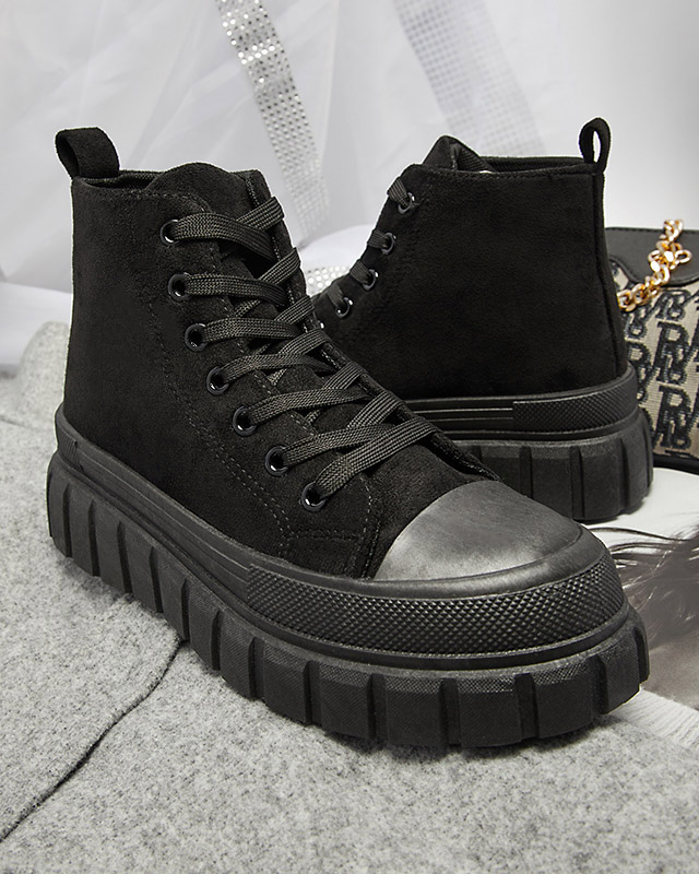 Schwarzer Damen-Schnürstiefel a'la sneakers Netara - Footwear