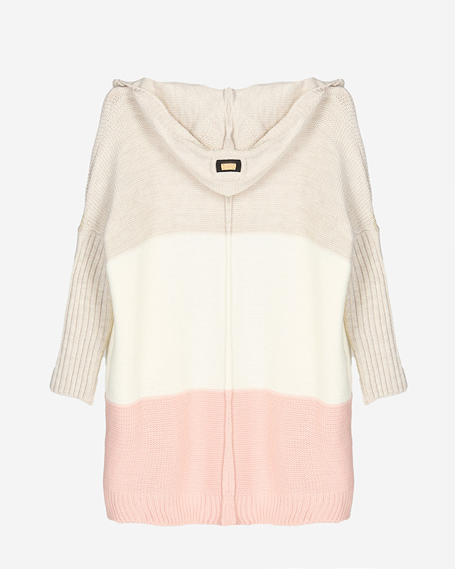 Langer Cape-Pullover für Damen in den Farben Beige, Creme und Rosa - Kleidung
