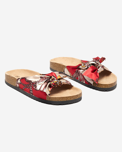 Rote Damen-Slipper mit modischem Obermaterial aus Stoff Laneso - Schuhe
