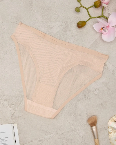 Royalfashion Beige Damen-Netz-Slip