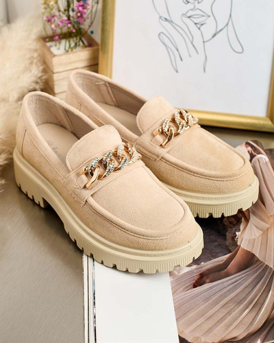 Royalfashion Damen Öko-Wildleder Mokassins mit Ornament Lehels