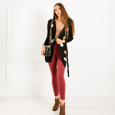 Schwarzer Damen-Knoten-Cardigan mit Farbpins - Kleidung