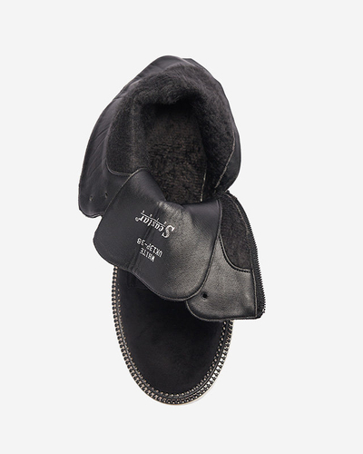 Schwarze Damenstiefel auf niedrigem Pfosten Savet - Footwear