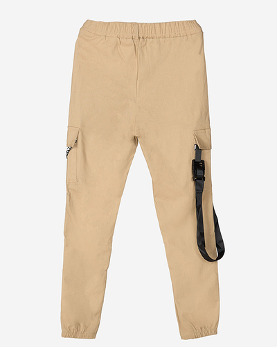 Beige Damen-Cargohose mit Gürtel - Kleidung