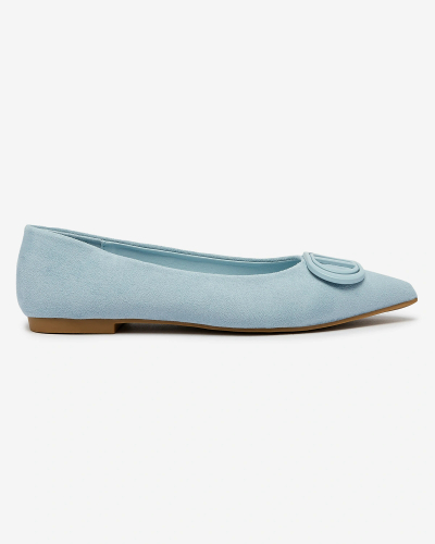 Royalfashion Blaue Damen-Ballerinas mit spitzer Spitze und Verzierung auf der Nase Tidita