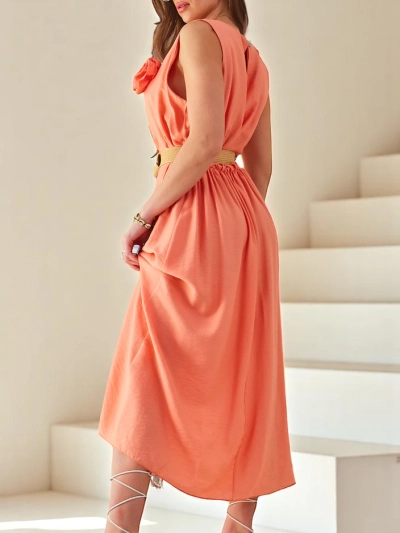 Royalfashion Damen-midi-Kleid mit Trägern, mit einem runden Ausschnitt und einem dekorativen Blumenmotiv