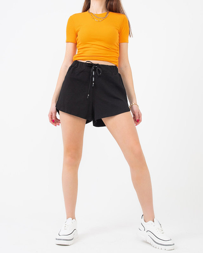 Schwarze Damen-Shorts mit der Aufschrift - Kleidung