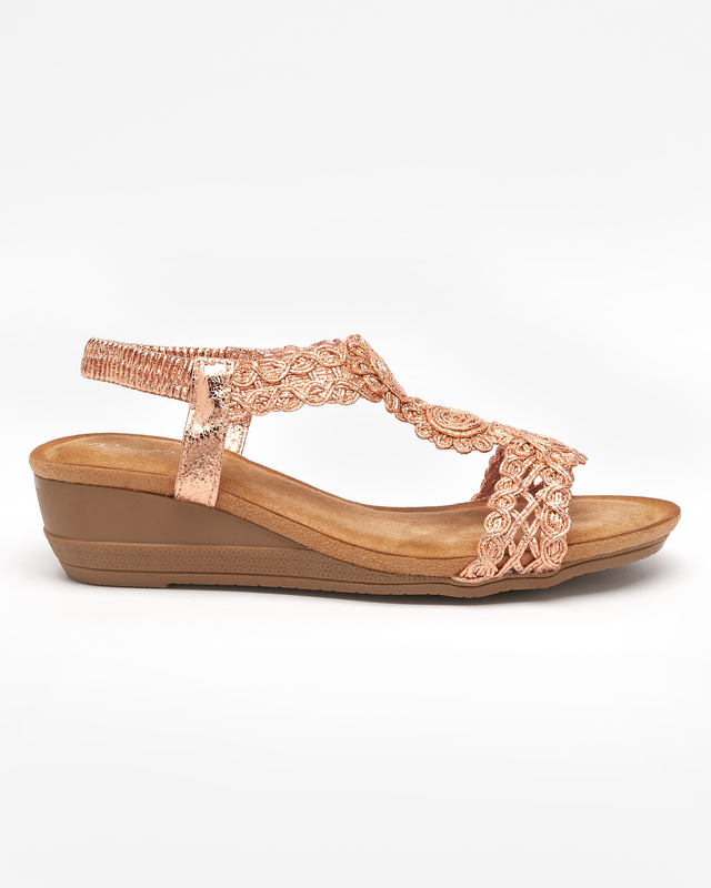Gold-rosa Damen-Keilsandalen Asofi- Footwear
