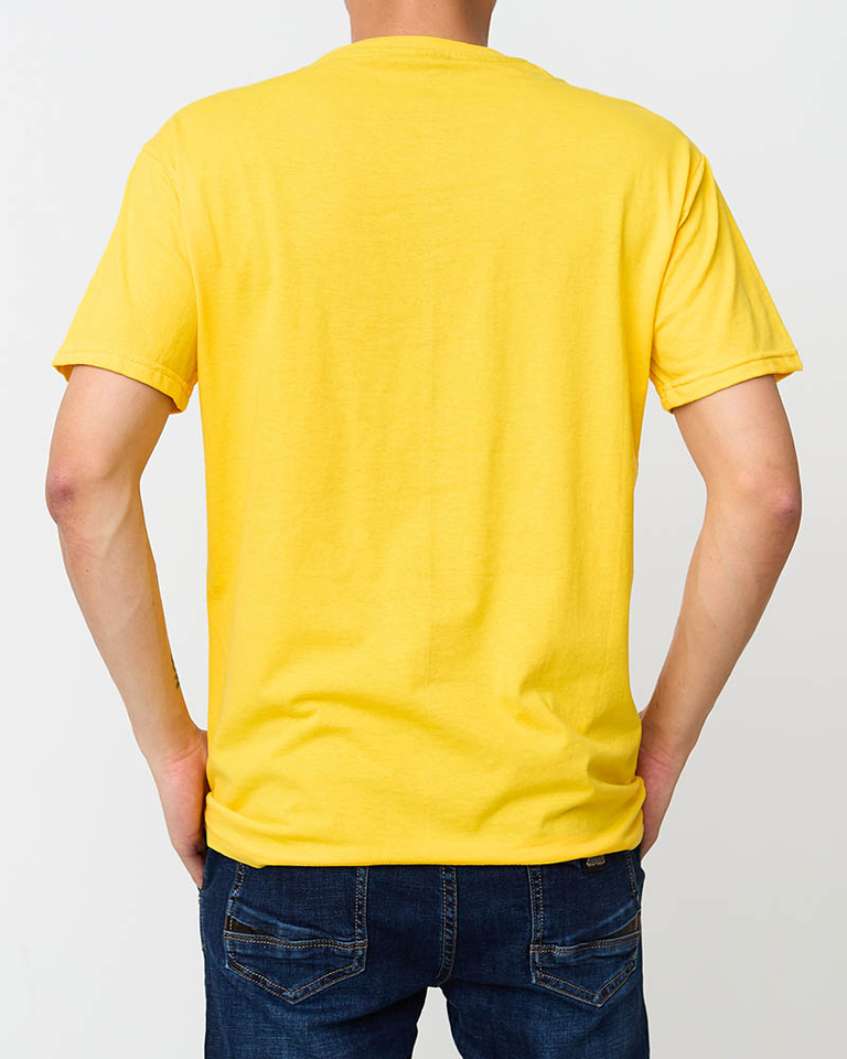 Gelbes trendiges Herren-T-Shirt mit Aufdruck - Kleidung