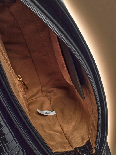 Lackierte kleine Damenhandtasche aus Öko-Leder Panthere Mist