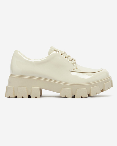 Hellbeige lackierte Damen Schnürschuhe Ginara - Schuhe