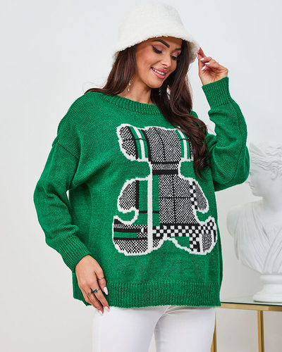 Royalfashion Dunkelgrüner Damen-Teddy-Pullover