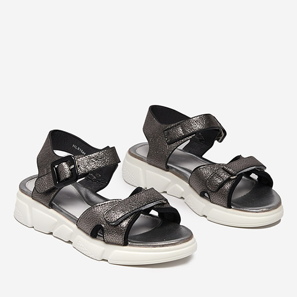 Graphitglänzende Mädchensandalen Jenilo - Schuhe