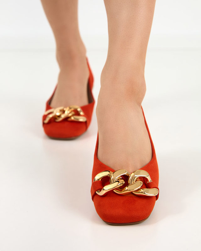 OUTLET Damen-Ballerinas in Orange mit Caviene-Dekoration - Schuhe