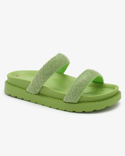 Royalfashion Neon Grün Damen Zirkonia Sparkle Sliders