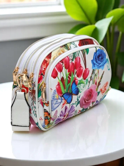 Royalfashion Florale ovale kleine Handtasche für Frauen aus Eco-Leder