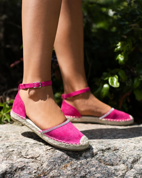 OUTLET Royalfashion Жіночі еспадрильї з фіанітами рожевого кольору Rieta