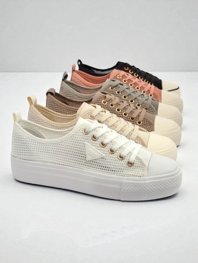 Damen Weiße Ariadne Mesh Sneaker – Atmungsaktive Turnschuhe mit flacher Sohle
