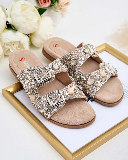 Royalfashion Жіночі шльопанці з пряжками та цирконами Monnas