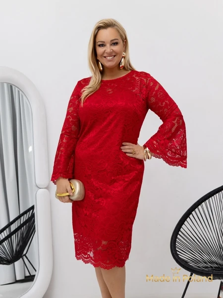 Elegantes Damen-Midikleid aus Spitze mit weiten Ärmeln Kiss Star