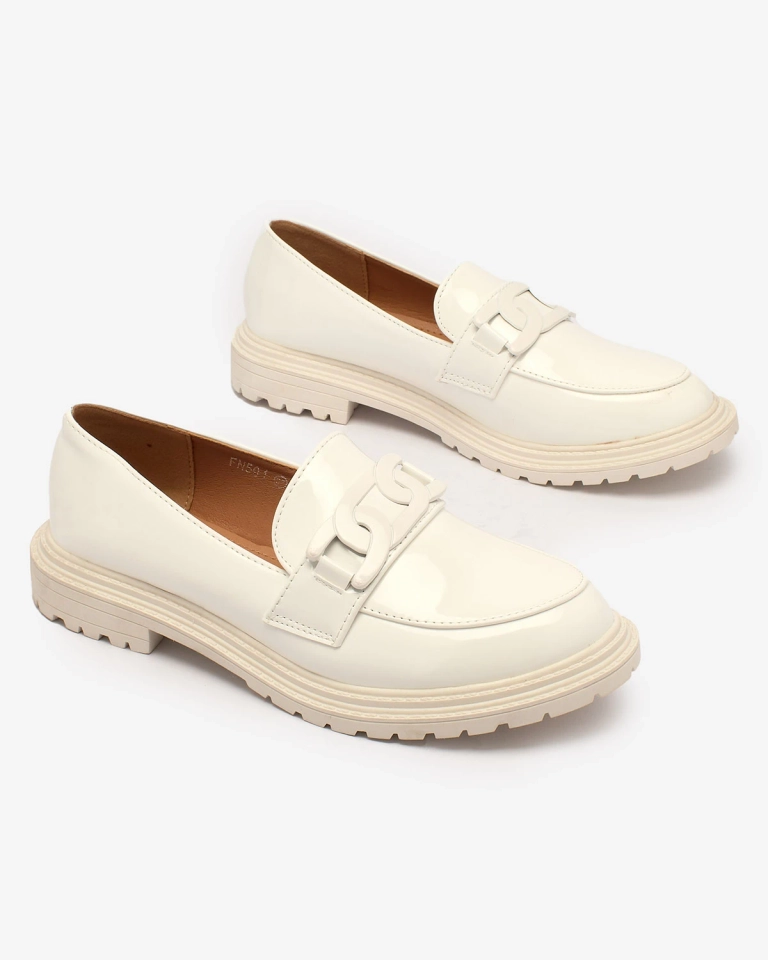 Royalfashion Weiß lackierte Mokassins für Damen Dafench