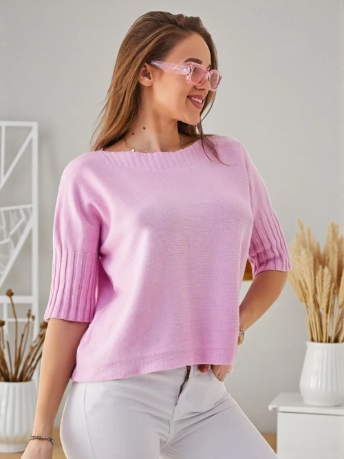 Royalfashion Жіночий в'язаний светр з короткими рукавами