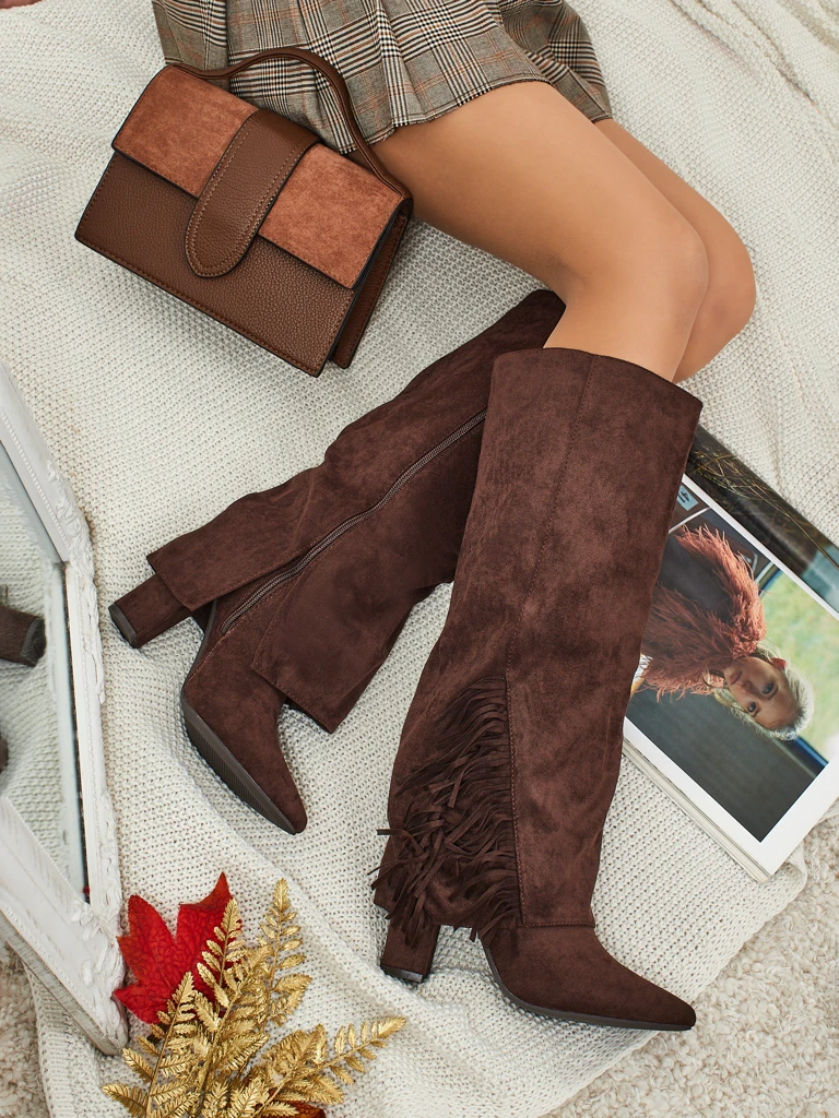 Damenstiefel aus Öko-Wildleder mit Schaft Rimolea