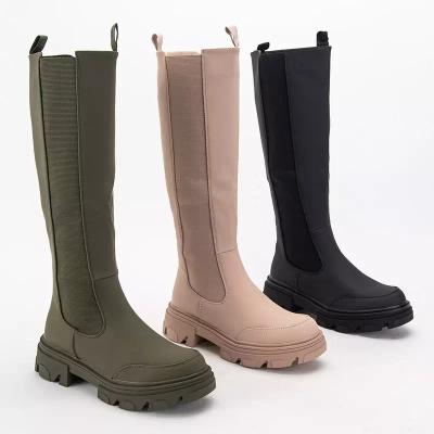 OUTLET Beige Halbhohe Stiefel für Damen Promase - Schuhe