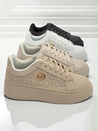 Damen Plateau Sneakers Callista Royalfashion ecru Öko-Leder