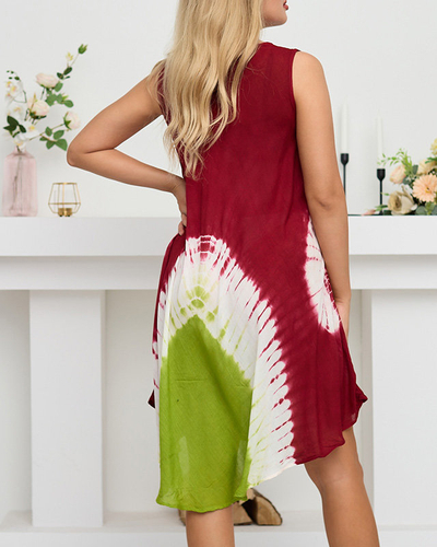 Kastanienbraun gemustertes Cape-Kleid für Damen - Kleidung