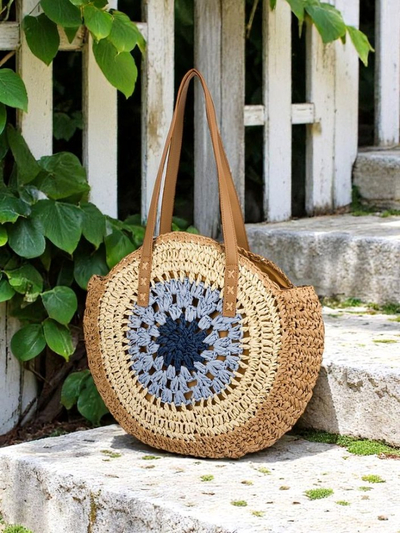 Royalfashion Damen Strohtasche Flora Grande