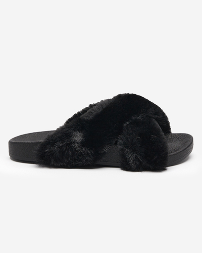 Hausschuhe mit Fell in Schwarz Mashte - Footwear