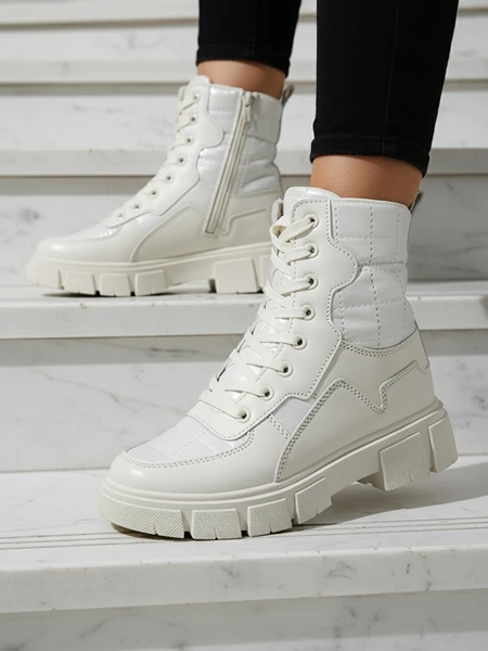 Calista Damen Schuhe Modische Flache Stiefeletten Creme