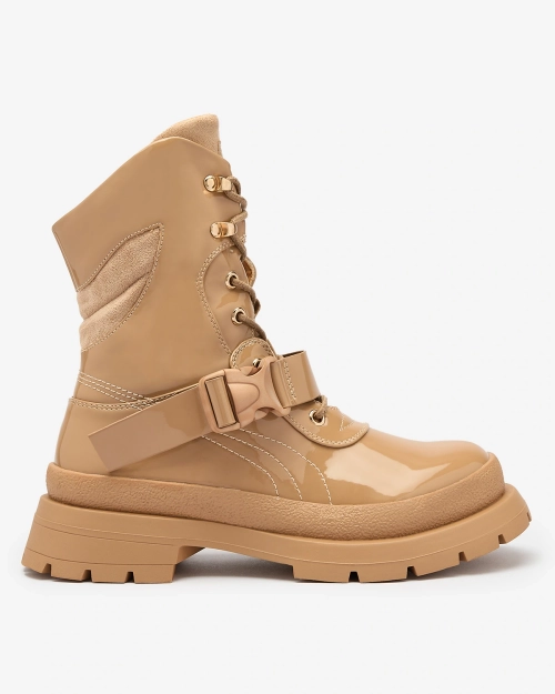 Жіночі лаковані черевики Royalfashion світло-коричневого кольору Setogy