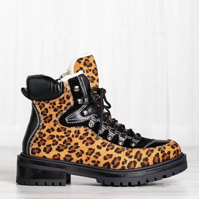 Stiefel mit Leopardenmuster, isoliert mit Dori-Schaffellmantel - Schuhe