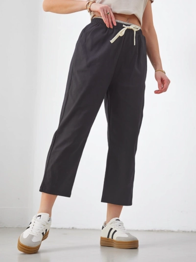 Royalfashion Baumwollweite Damenhose mit Bindeband