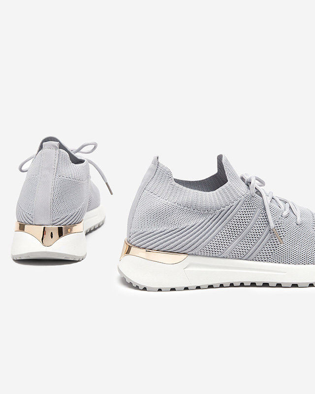 OUTLET Grau gewebte Sportschuhe für Damen Ferroni - Schuhe