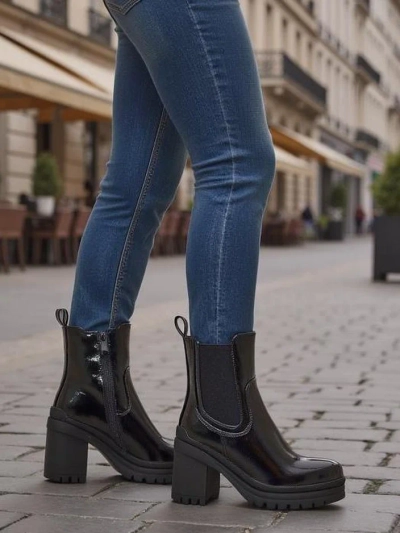 Royalfashion Damen Stiefeletten auf einem Blockabsatz Foddise