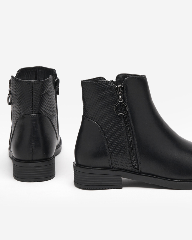 Schwarze Damenstiefel a'al Chelsea Boots mit Prägung Lodik - Schuhe