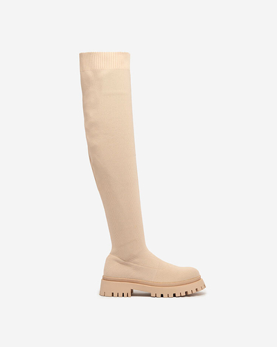 Royalfashion Beige Damenstiefel zum Hineinschlüpfen Radgitas