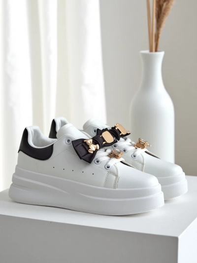 Royalfashion Damen Plattform-Sneaker mit Schleife Genimma
