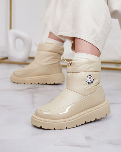Royalfashion Damen Schlupf-Schneestiefel in beige Farbe Ireda