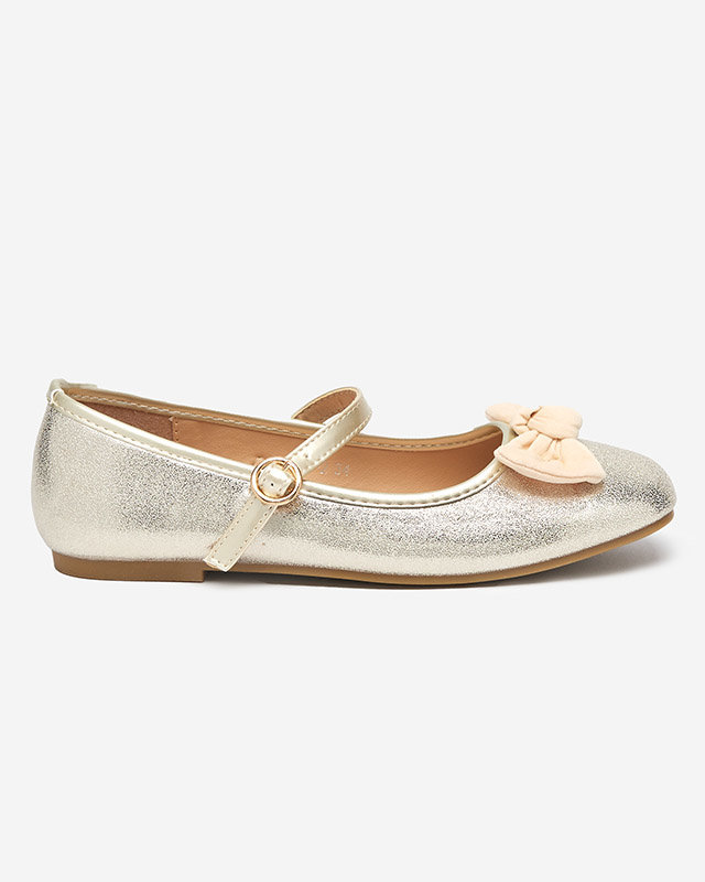 Goldene Ballerinas für Mädchen mit Gürtel von Mosup-Schuhen
