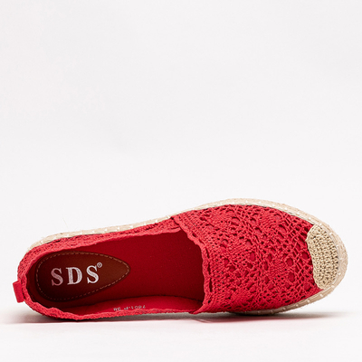 Rote Damen-Espadrilles mit Lochmuster auf Plateau Ezerra - Footwear