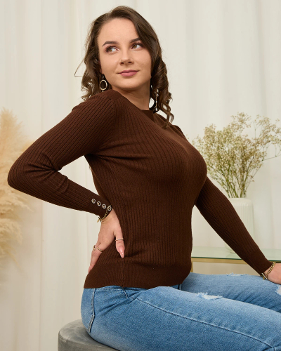 Светр жіночий Royalfashion ребристий темно-коричневий