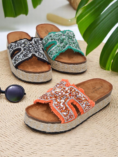 Royalfashion Damenpantoletten mit Candy-Candy-Dekorationen